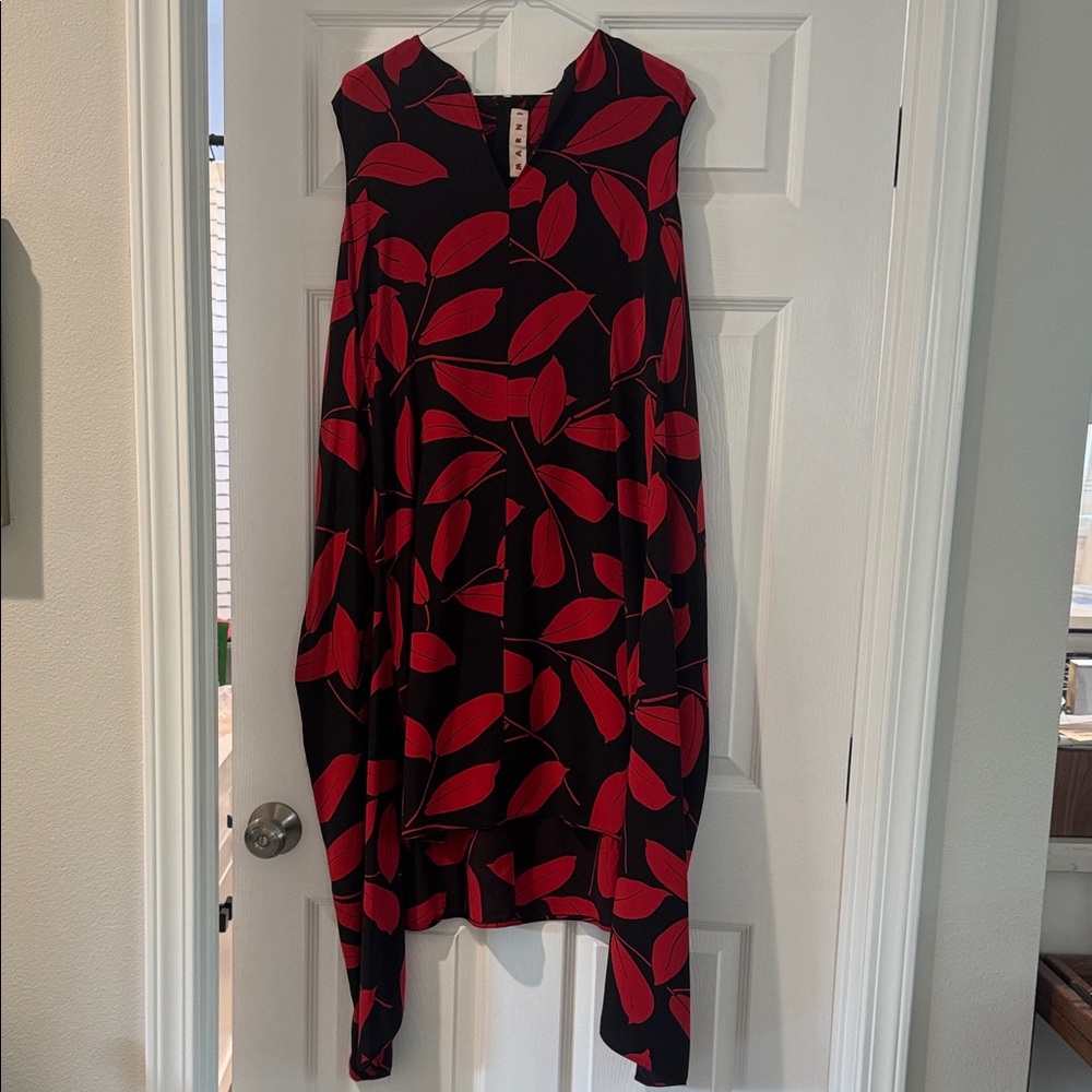 Marni Asymmetrical Dress in Red and Black